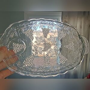 Set Of 7 Vtg 50s Large Anchor Hocking Harvest Grape Serving Platters